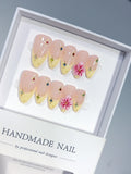 C458 - Medium Nude Yellow Almond French Tip 3D Flowers - view 2