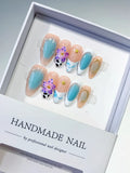 Nude Blue White Purple Gold Abstract Flower Animal Print Metallic Charm press on nails