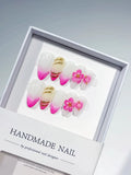 White Pink Floral Ombre press on nails