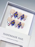 Nude Black White Yellow French tip Flower Animal Print Rhinestone press on nails