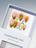 Nude Gold Green Orange Black Metallic Animal Print Rhinestone press on nails