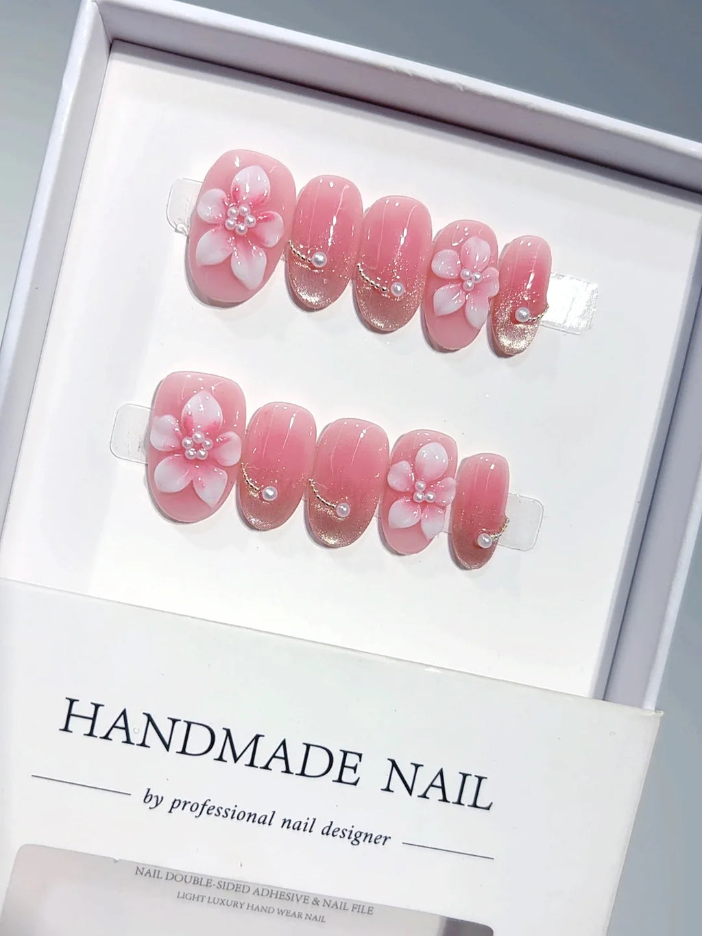 D641 - Short Pink Oval Cat Eye 3D Flowers - view 4