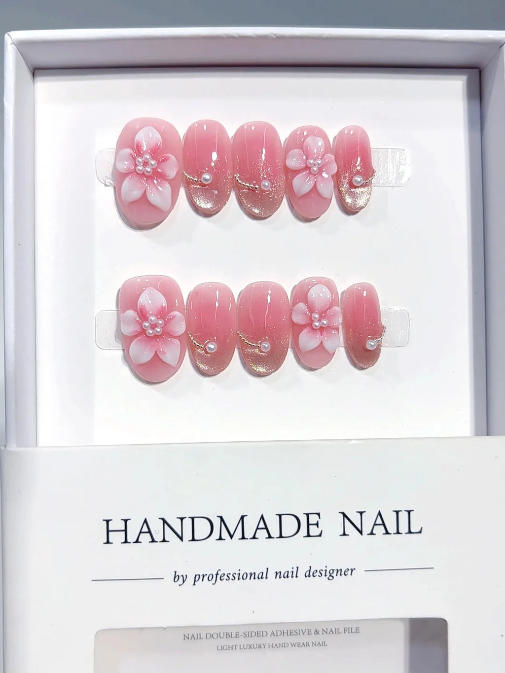 D641 - Short Pink Oval Cat Eye 3D Flowers - view 6