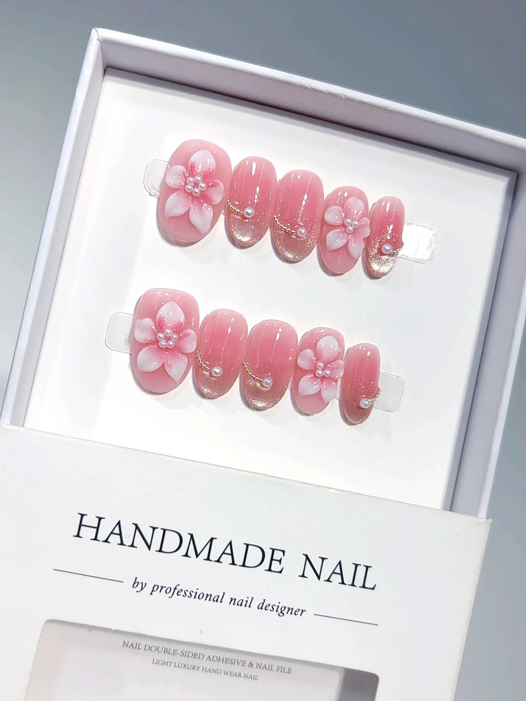 D641 - Short Pink Oval Cat Eye 3D Flowers - view 7