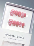 D641 - Short Pink Oval Cat Eye 3D Flowers - view 7