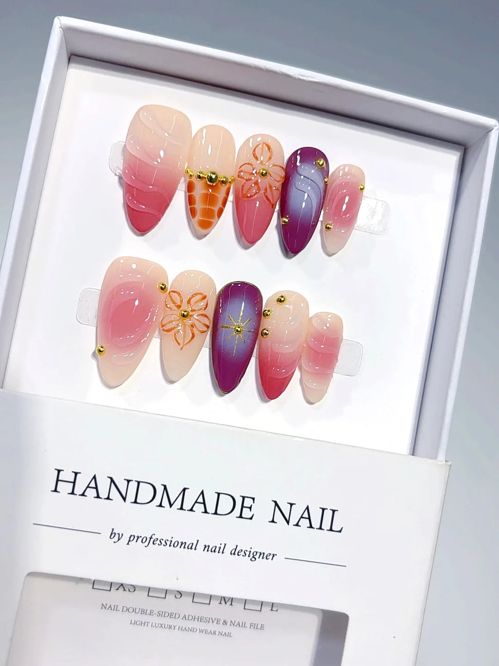 D644 - Medium Burgundy Almond Aura Marble 3D Flowers - view 2