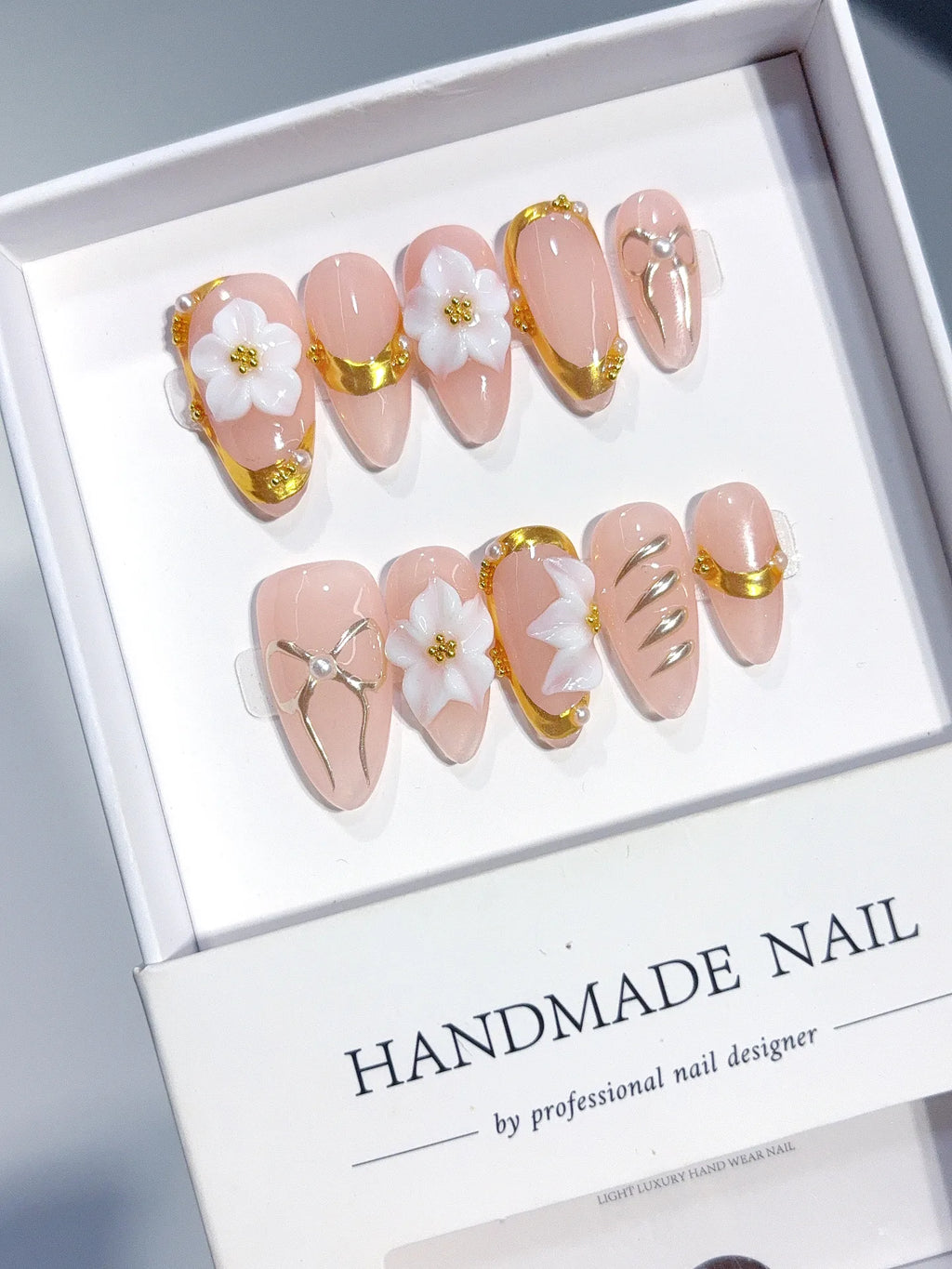 D646 - Medium Champagne Nude Almond Chrome Daisy Pearls - view 6