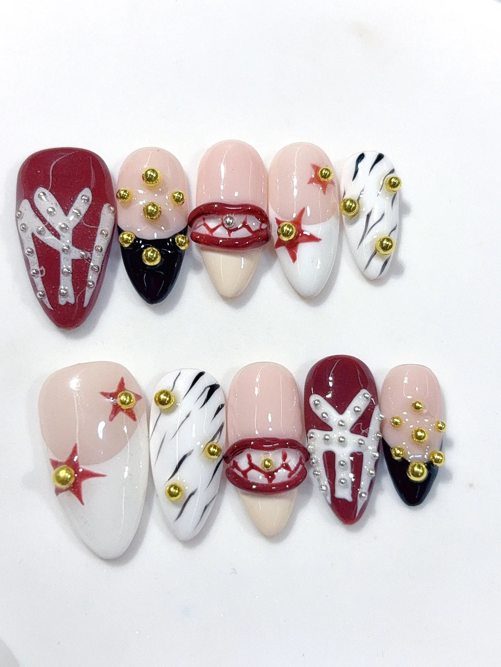 D665 - Medium Burgundy Nude Almond Y2K 3D Lips Charms - view 2