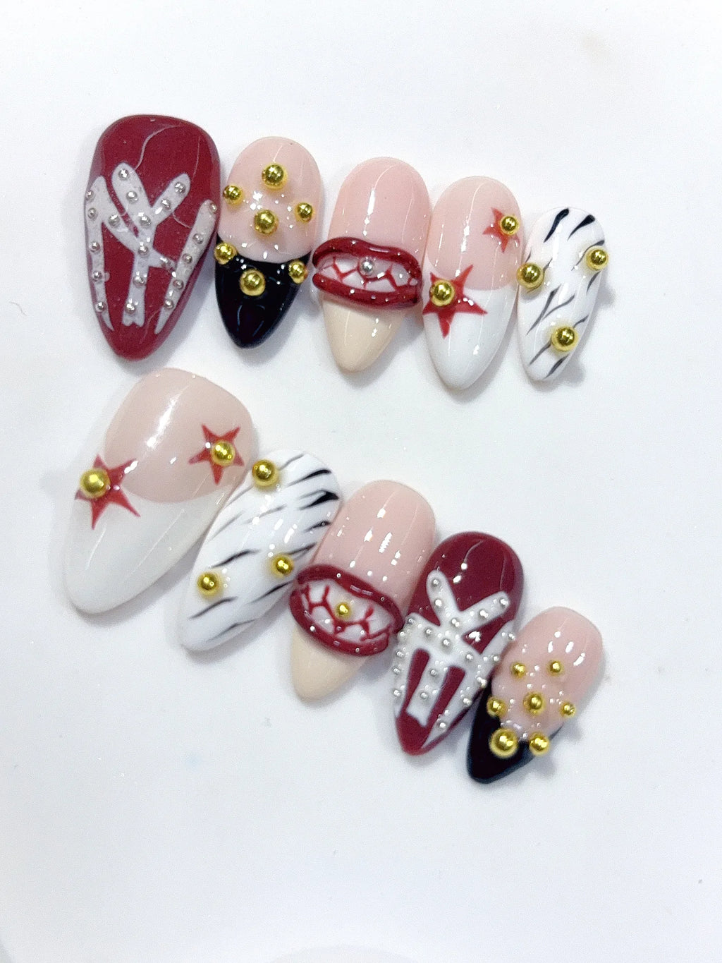 D665 - Medium Burgundy Nude Almond Y2K 3D Lips Charms - view 6