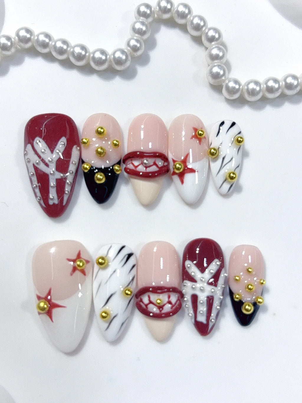 D665 - Medium Burgundy Nude Almond Y2K 3D Lips Charms - view 3