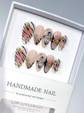 D668 - Medium Nude Black Almond Abstract Line 3D Flowers - view 4