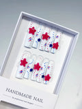 White Red Blue Abstract Star 3D press on nails