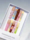 Nude Pink Brown Blue Yellow Green Abstract Flower Dot Starburst 3D press on nails
