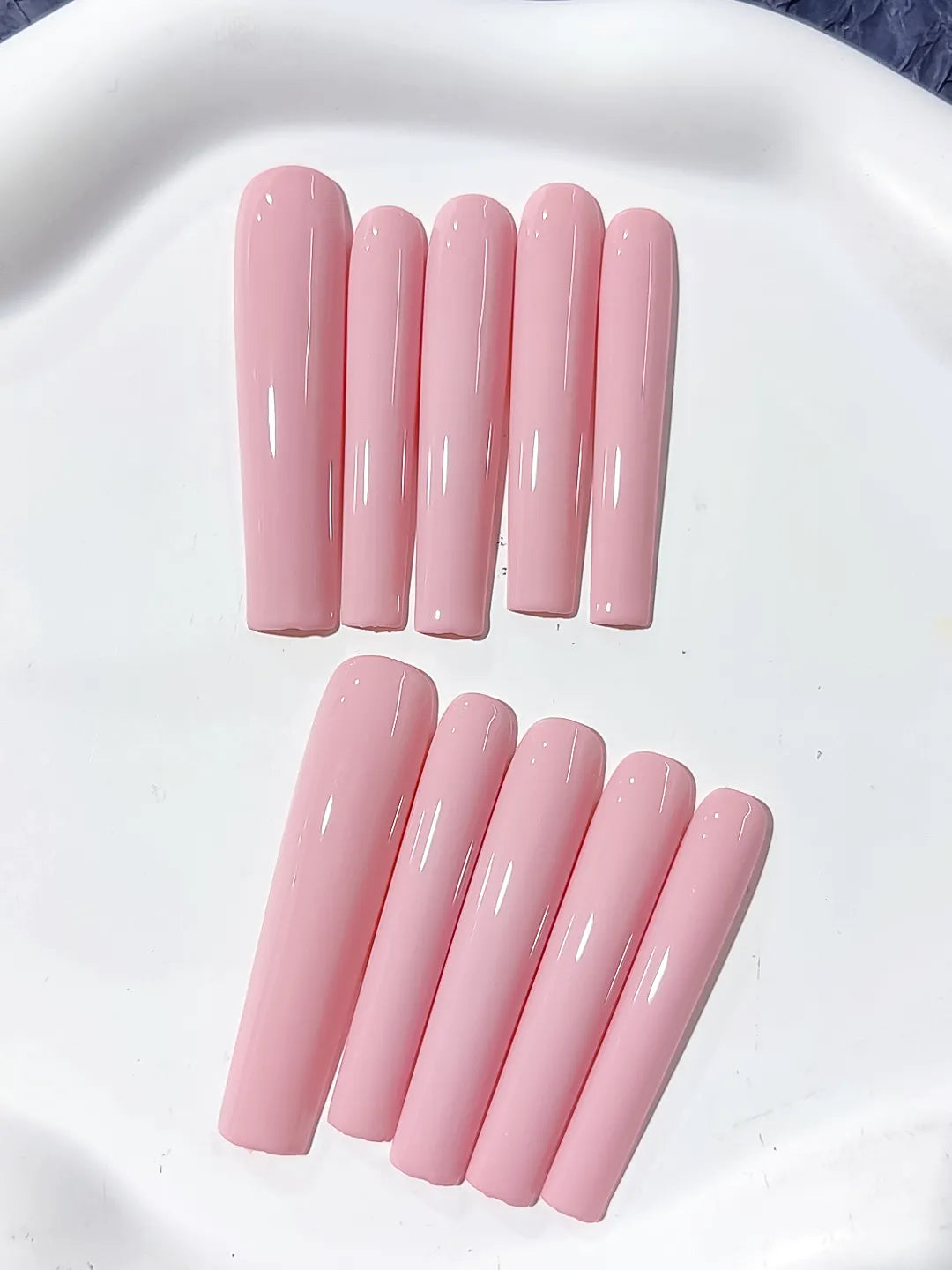 Pink Solid color press on nails detail view