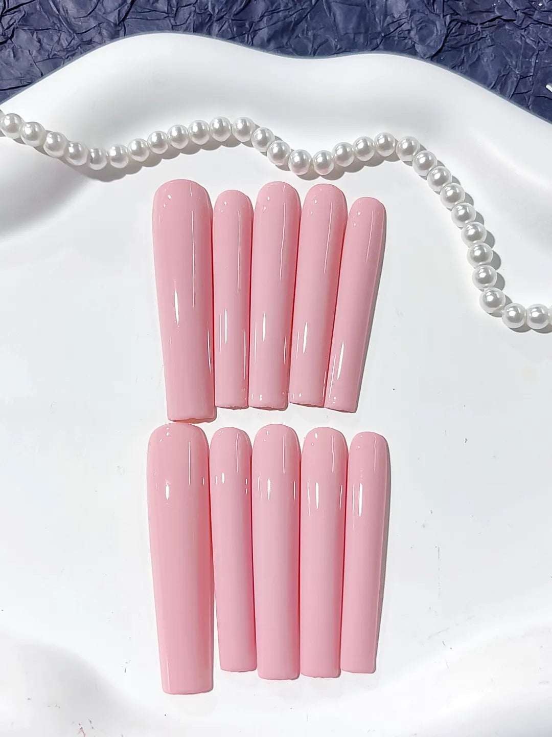 Pink Solid color press on nails detail view