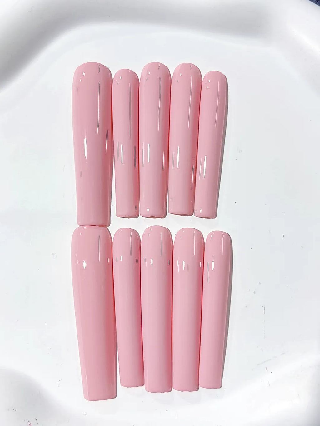 Pink Solid color press on nails detail view