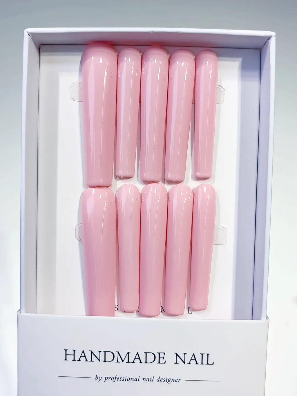Pink Solid color press on nails full set view