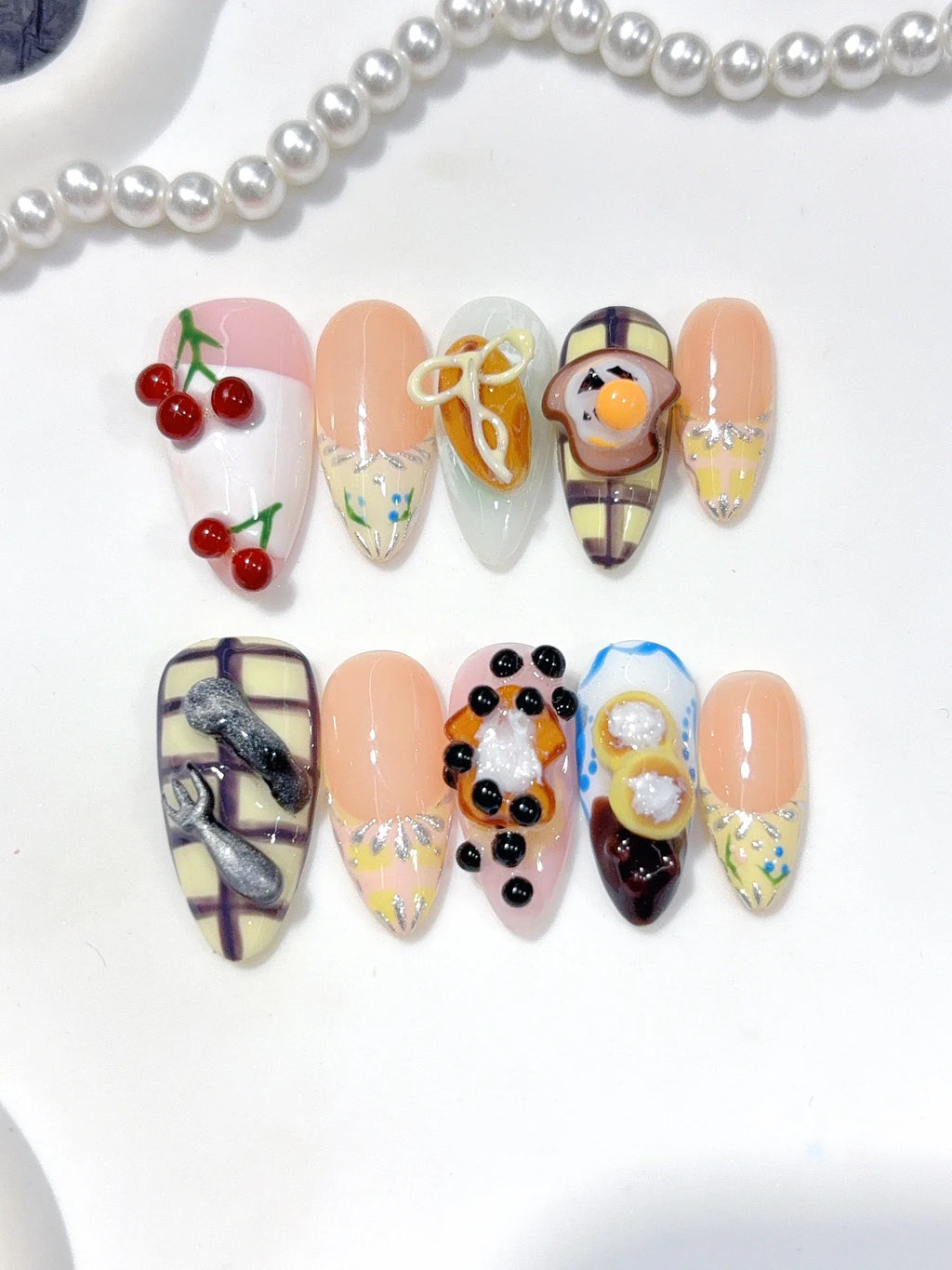 K044 - Medium Nude Black Almond Cherry Leopard 3D Charms - view 1