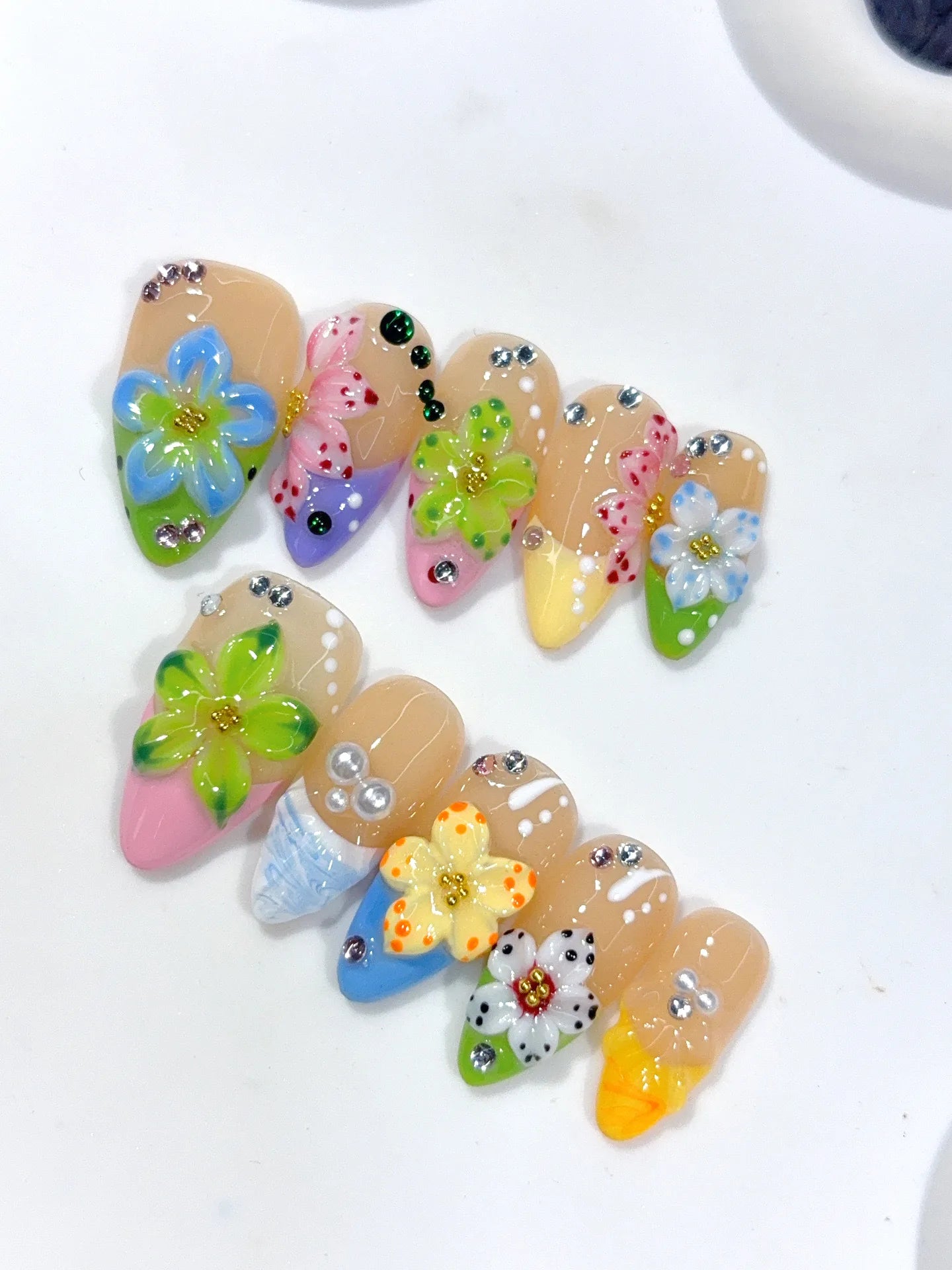 K051 - Medium Pastel Almond Garden 3D Flowers - view 4