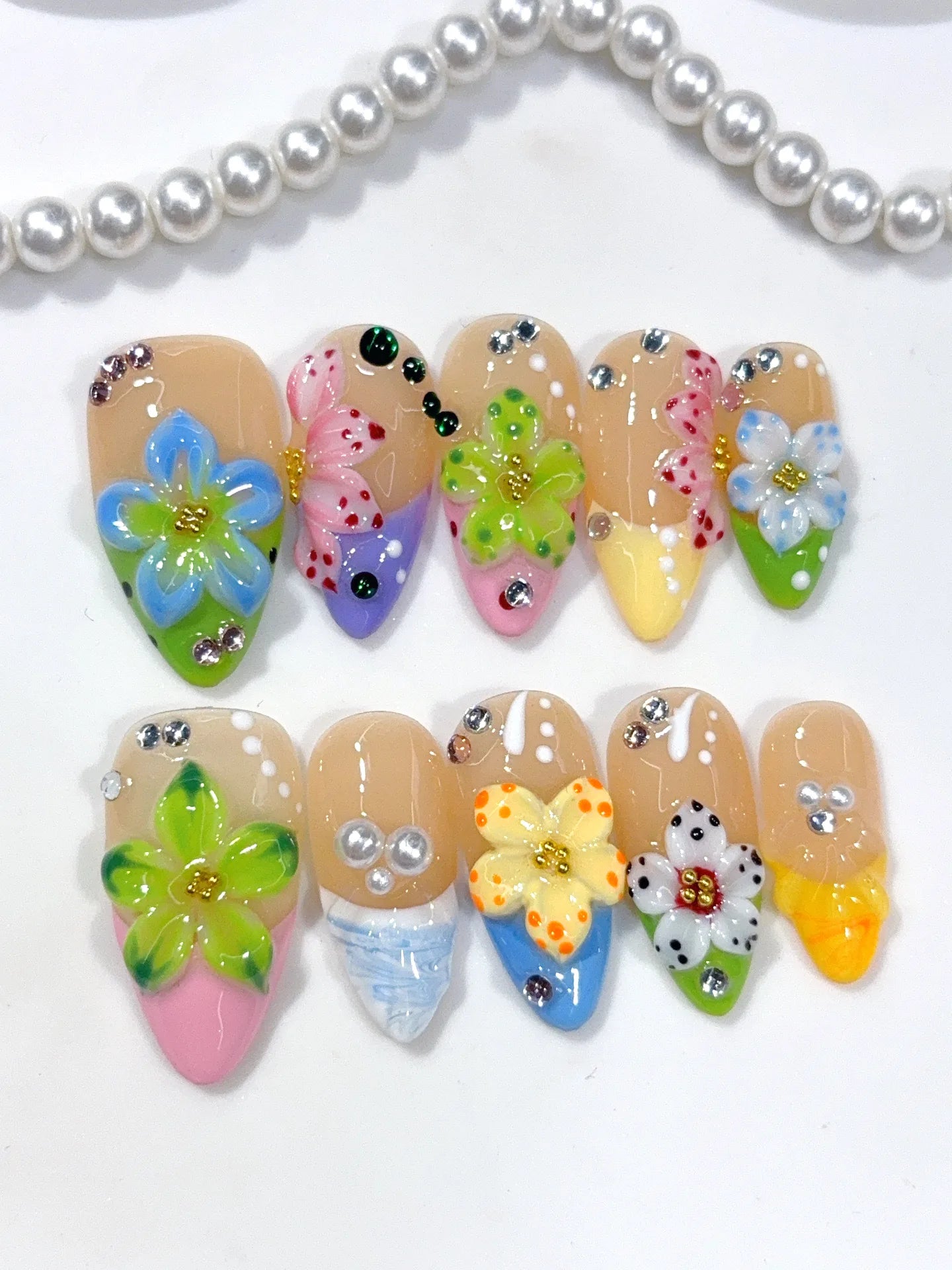 K051 - Medium Pastel Almond Garden 3D Flowers - view 2