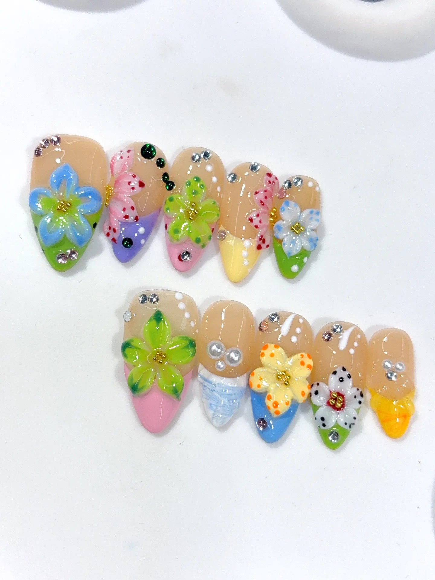 K051 - Medium Pastel Almond Garden 3D Flowers - view 3