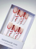 Nude Blue Black Gold Abstract Flower Metallic Charm press on nails