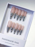 Nude Red Black White French tip Cherry Dot Pattern press on nails