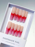Nude Brown French tip Flower Dot Pattern Chain press on nails