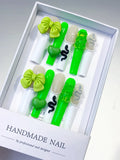 White Green Black Silver Solid color Bow Heart Gummy Bear Snake 3D press on nails