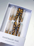 White Gold Black Silver Abstract Rhinestone press on nails