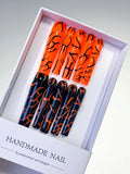 Orange Black Abstract press on nails