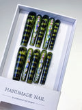 Black Green Gold Multicolor Metallic Rhinestone press on nails