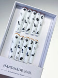 White Black Gold Floral press on nails