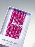 Pink Silver Metallic Rhinestone press on nails
