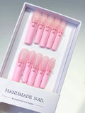 Pink Solid color Cross 3D press on nails