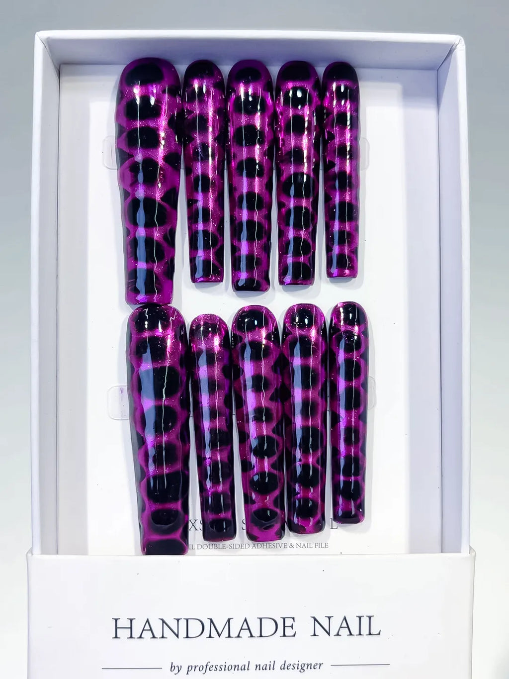 Black Purple Abstract Animal Print press on nails full set view