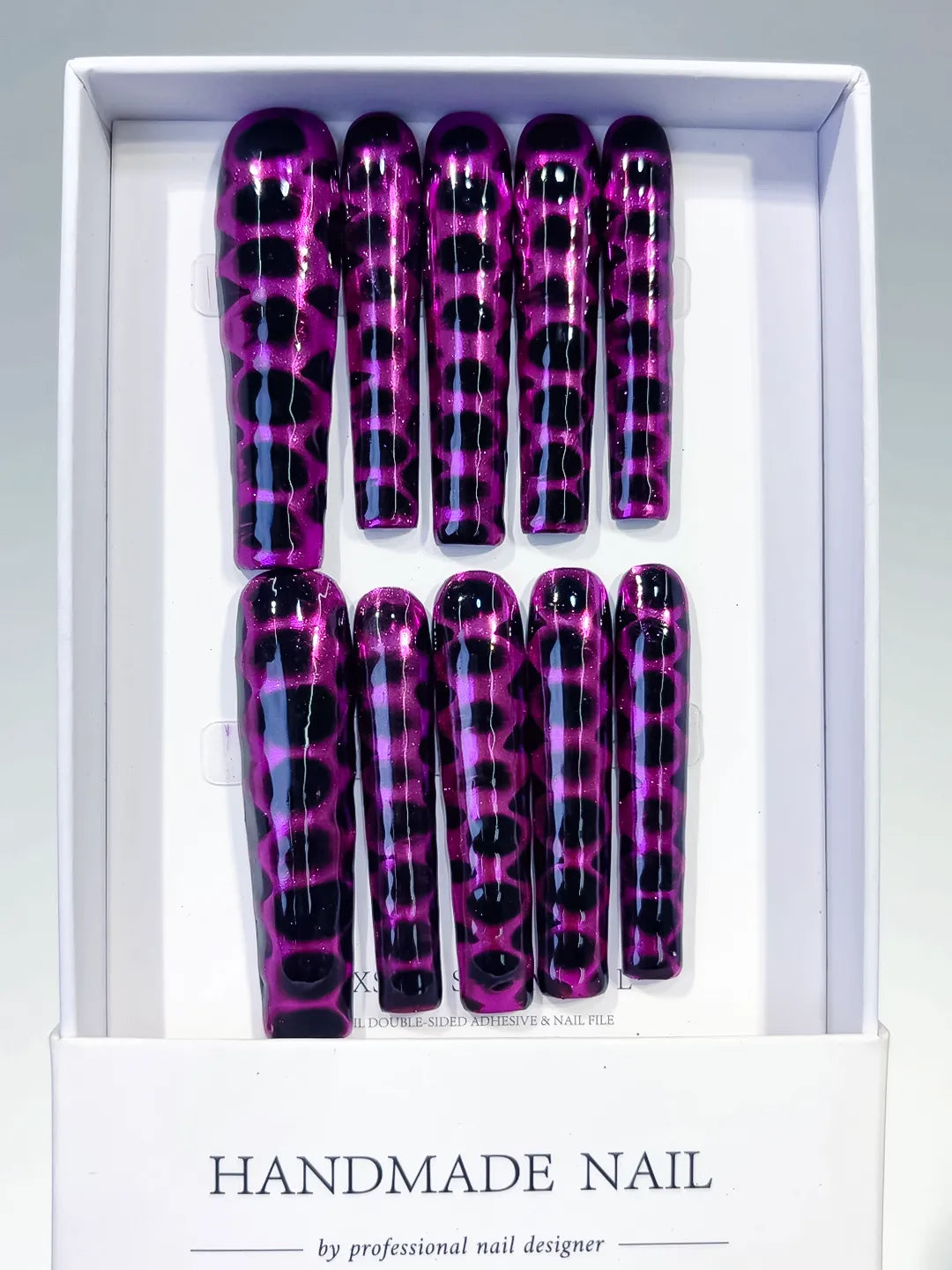 Black Purple Abstract Animal Print press on nails full set view