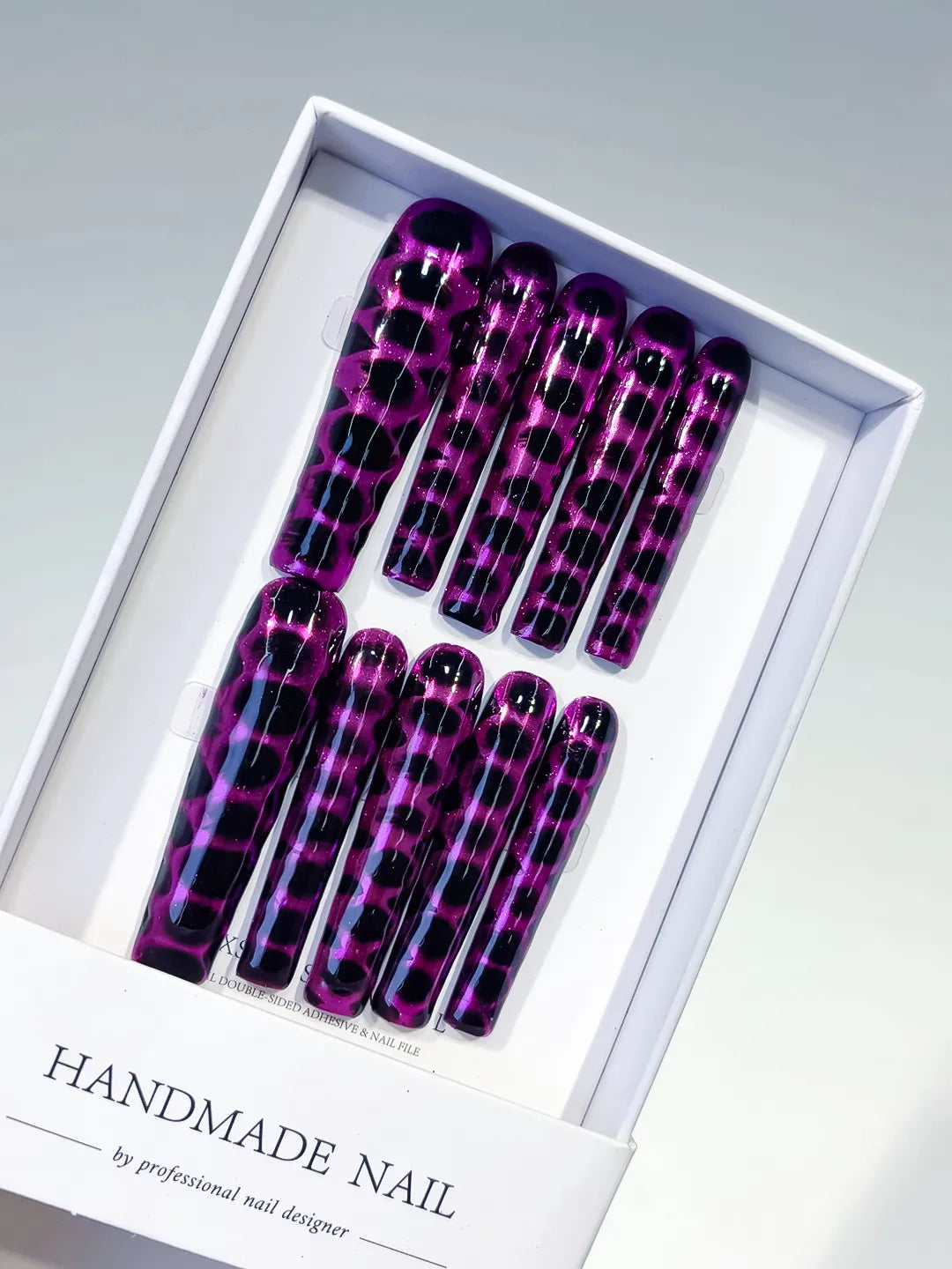 Black Purple Abstract Animal Print press on nails