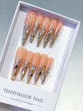 Nude Gold Silver Multicolor Glitter Rhinestone press on nails