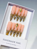 Nude Gold Silver Glitter press on nails