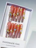 Nude Gold White Multicolor Glitter Flower Heart Rhinestone press on nails