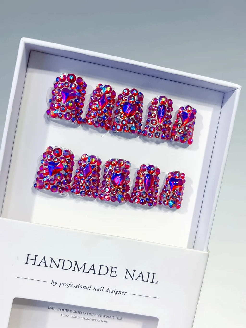 Pink Multicolor Glitter press on nails