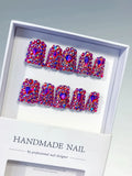 Pink Multicolor Glitter press on nails