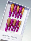 Pink Gold Silver Metallic Rhinestone press on nails
