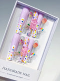 Purple White Silver Orange Yellow Pink Abstract Ice Cream Lollipop Gummy Bear Glitter 3D press on nails