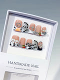Nude Black White Silver Abstract Bow Heart Cross Cherry Rhinestone press on nails