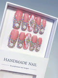 Pink Silver Multicolor Glitter press on nails