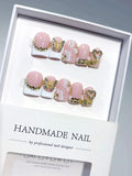 L307 - Short Nude Yellow Duck Floral French Tip 3D Flowers - view 2