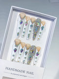 Nude White Gold Silver Solid color Rhinestone Metallic Accent press on nails
