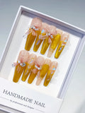 Yellow Nude French tip Metallic Accent press on nails